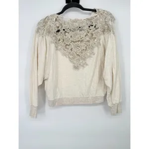Anthropologie Meadow Rue Cream‎ Bria Embroidered Lace Back Pullover Top Small thumbnail 2