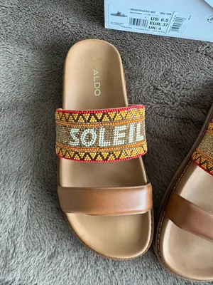 NWB Aldo Beachvacay Brown Multi Color Sandals Size 6.5 thumbnail 4