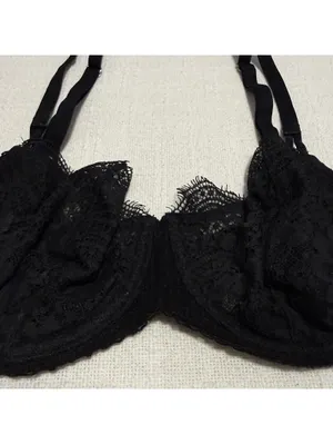 Victoria’s Secret 34C Push-up w/o Padding Lace Bra Black Dream Angels Unlined thumbnail 2
