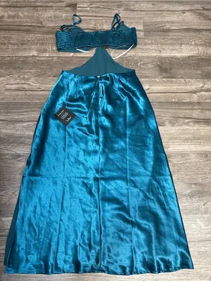 Lulus Teal Satin Cutout Mini Dress NWT thumbnail 10