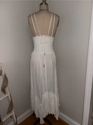 Free People Ivory Gauzy Maxi Dress Size Small thumbnail 9
