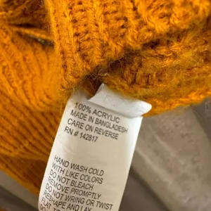 Love Change Knit Crochet Golden Orange Cardigan Sweater Medium thumbnail 4