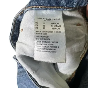 American Eagle Mom Jeans Womens 12 Medium Wash Distressed‎ Straight High Rise thumbnail 8