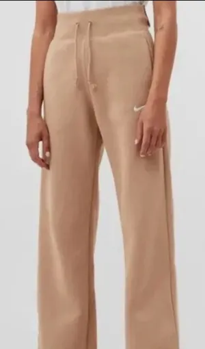 Nike Beige/Tan High Waisted Wide Leg Jogger Pants with White Swoosh thumbnail 1