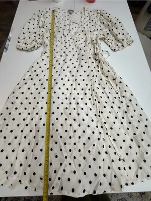 a new day Cream Polka Dot Puff-Sleeve Wrap Dress size XS thumbnail 8