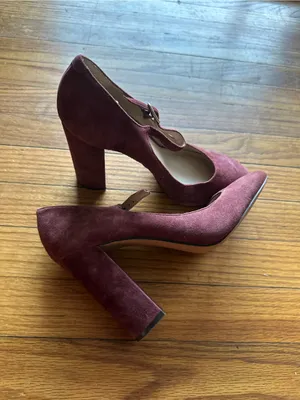 Vince Camuto Plum Suede Mary Jane Block Heels Sz 8.5M thumbnail 2