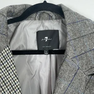 7‎ For All Mankind Womens Mixed Pattern Double Breasted Blazer Gray Wool Blend L thumbnail 4