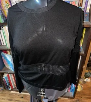 Brandy Melville black mesh midriff S Y2K grunge crop top thumbnail 1
