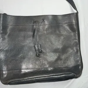 Lucky Brand Pebbled Leather‎ Tote Shoulder Bag Gray Unlined 14x12x6" thumbnail 2