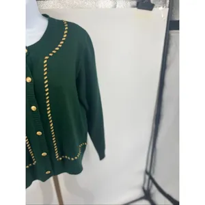 Pendleton Vintage Cardigan Sweater Green Gold Whipstitch Crest Buttons Size S thumbnail 6