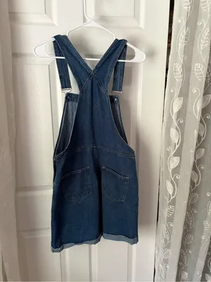 New NWT Cider Classic dark washed Denim Overall Shorts Women Jeans size M thumbnail 7
