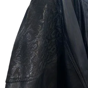 Vintage 80s 90s Black Leather Jacket shoulder pads Animal Print Detail thumbnail 10