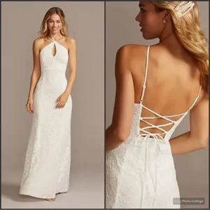 DB Studio Stretch Lace Halter Neck Gown White Size 14 thumbnail 2