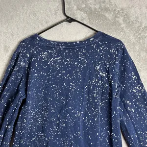 Maeve Anthropologie Jamie Paint Speckled‎ Sweatshirt Size Small Cotton Navy thumbnail 2