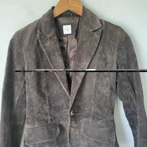 New Look Vintage y2k 2000's 100% Leather Button Up Jacket Blazer Brown Size US 4 thumbnail 6