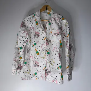 8 oak lane pajamas 2 Piece Shorts Long Sleeve Top‎ Campaign Print Cotton Medium thumbnail 2
