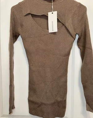Taupe rubbed open front NWT‎ tan ribbed pull on top Brown Size M thumbnail 1