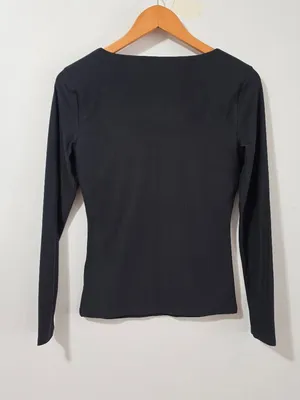 Abercrombie & Fitch Long Sleeve Square Neck Top - Black - Women's Size M thumbnail 4