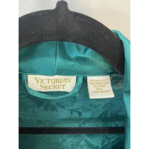 Victoria's Secret Women's Vintage Gold Label 90’s Green Satin Bath Robe Size M/L thumbnail 4