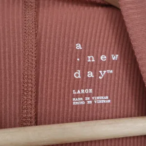 A New Day Womens Ribbed Mock Neck Elbow Sleeve Top Terracotta Rust Large thumbnail 2