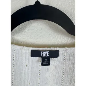 Frye Blouse Womens‎ M Smocked Eyelet Textured Flowy Minimalist Boho Cotrage core thumbnail 4