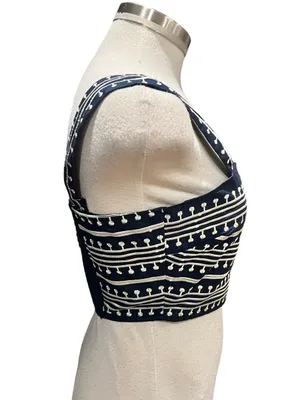 Avec Les Filles Cotton Embroidered Square-Neck Tank Top iNavy/Cream Size XS NWT thumbnail 5