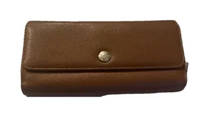 UNISEX HERSCHEL SUPPLY CO. Tan Brown Pebbled Leather RFID Zip Up Thomas Wallet thumbnail 1