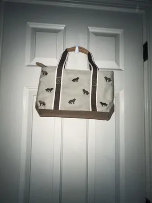 L.L. Bean Canvas Tote Bag with Dog Embroidery and Zip Top thumbnail 2