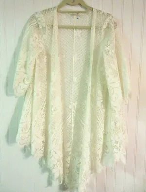 Miami Brand lace wrap white cotton blend S/M thumbnail 1