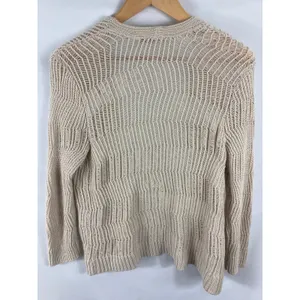 Ann Taylor LOFT Wave Texture Loose Knit Tan Cardigan Size Medium thumbnail 4