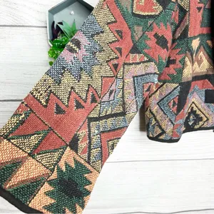 Vintage Flashback Southwestern Pattern Cropped Tapestry Jacket Size Medium Green thumbnail 5