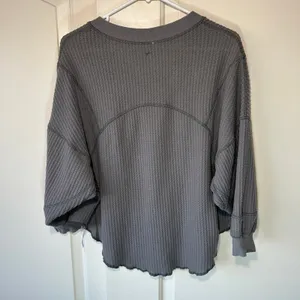 Out From Under Cleo Cozy Thermal Oversized Top Waffle‎ Knit Scoop Neck Gray XS thumbnail 6