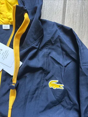 Lacoste Navy Windbreaker with Yellow Accents thumbnail 3