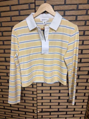 Bailey 44 yellow stripe long sleeve crop polo size XS thumbnail 1