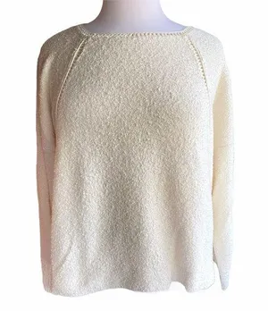 Anthropologie Valeria cream knit relaxed fit textured pullover sweater thumbnail 2