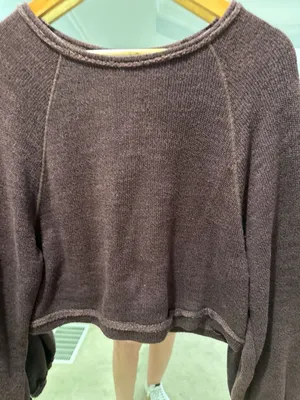 We The Free Purple Raglan Long Sleeve Cropped Pullover Sweater thumbnail 2