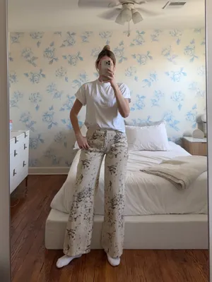 Oak + Fort Leopard Jeans White Tan Grey thumbnail 3