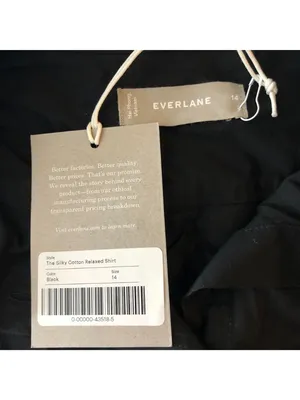 Everlane The Silky Cotton Relaxed Button Down Long Sleeve Shirt Black 14 thumbnail 3