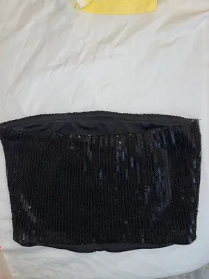 Topshop Black Sequin Crop Top thumbnail 2