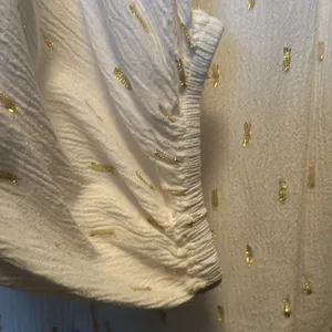 Zara gauze creamy white gold foil dot top thumbnail 6