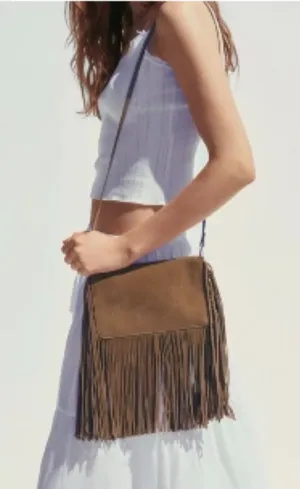 ZARA Fringed Leather Crossbody Bag thumbnail 1