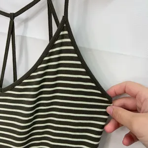 Derek Heart women’s green white strappy v-neck stretch casual tank top summer‎ M thumbnail 2