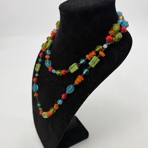 Vtg Lampwork Glass Bead Necklace Artisan Colorful Boho Long Y2K Indie Festival thumbnail 7