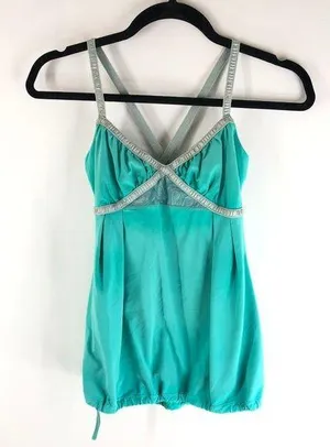 Lululemon Dance Strap Tank Crossover Aqua Blue 6 thumbnail 1