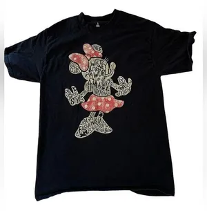 Disney Parks Minnie Mouse Black Print T Shirt Size Medium / Large thumbnail 1