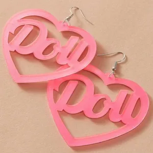 Foxy Glittery Pink “Doll” heart earrings thumbnail 3