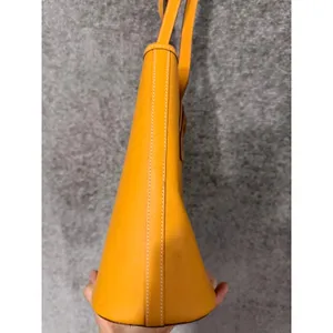 Dooney & Bourke Womens Bucket Bag Medium Yellow Leather Vintage Shoulder Tote thumbnail 6