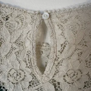 Umgee USA Teal Linen‎ Blend Lace Trim Boho Top Short Sleeve Keyhole Back Large thumbnail 6