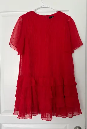 Swing Red Layered Mini Dress Size 8 thumbnail 1