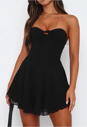 White Fox Boutique Push The Feeling Mini Dress XS Black Strapless Party Sexy thumbnail 1